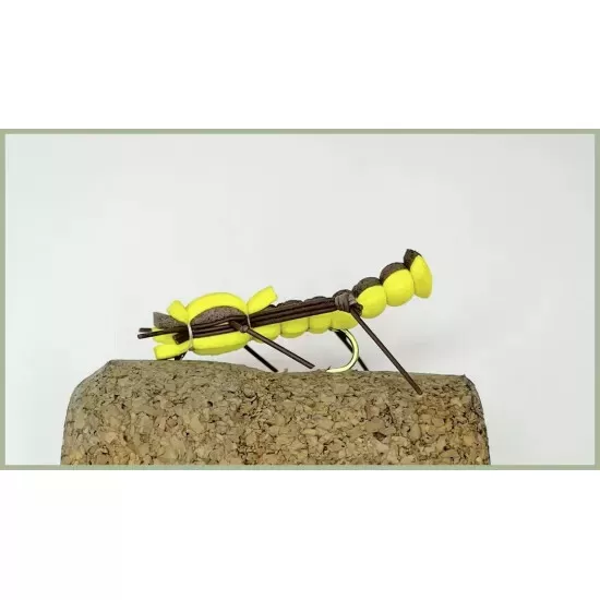 Grasshopper Trout Flies, 3 Pack Brown & Yellow Grasshoppers, Foam Favourites
