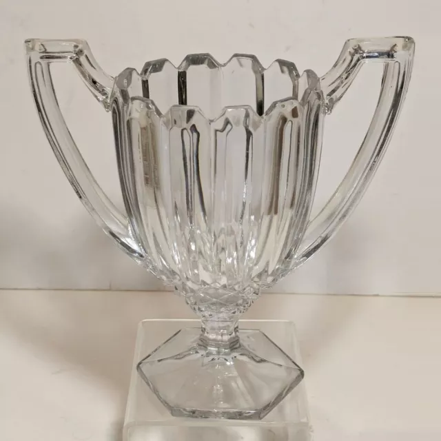 Art Deco Pair Davidson Glass Chippendale Trophy Vases 3