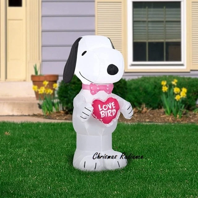 Airblown Valentine's Day Peanuts Snoopy Holding LOVE BIRD 3' Gemmy FREE SHIPPING