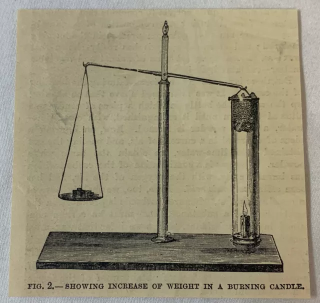 1885 Pequeño Revista Grabado ~ Muestra Aumento De Peso En Burning Vela