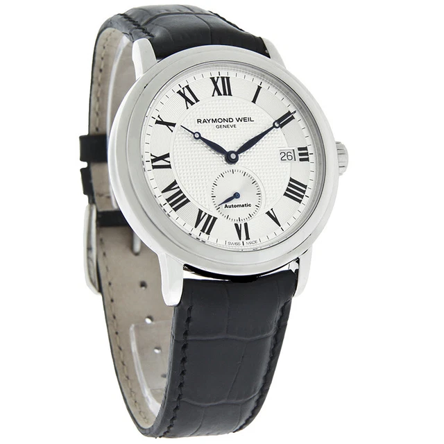Raymond Weil Tradition Mens Black Leather Swiss Automatic Watch 2838-STC-00659