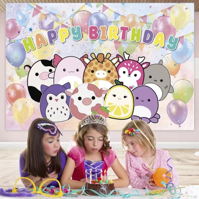 Squishmallows Backdrop Baby Shower Birthday Party Decor Photo Studio Background