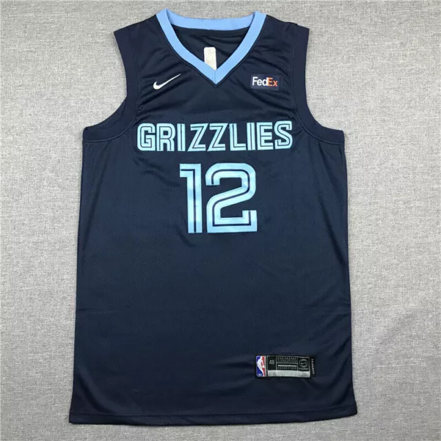 Klassisch Ja Morant #12 Memphis Grizzlies Basketball Trikot Marineblau