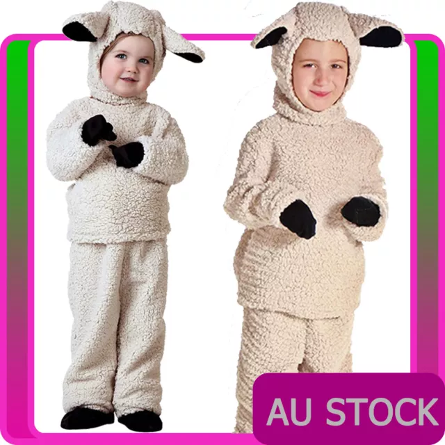 Child Shepherd Sheep Costume Lamb Christmas Girls Kids Book Week Animal Party