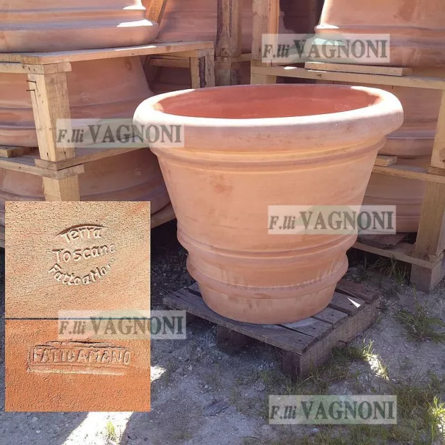 Vaso In Terracotta Toscana Originale Timbrato Liscio Varie Misure Giardino