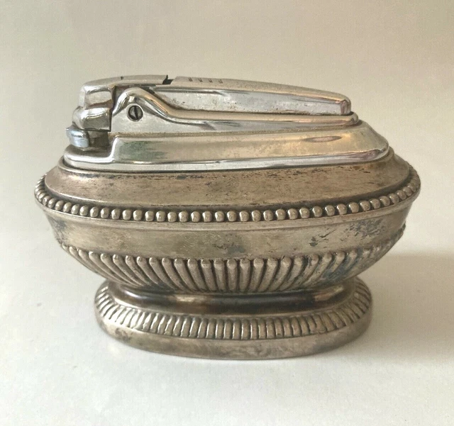 VINTAGE RONSON QUEEN Anne Cigarette Table Lighter Silver Plated Retro ...