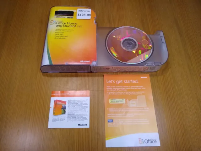 Microsoft MS Office 2007 Home and Student GENUINE Disc & Product Key w/Case EUC
