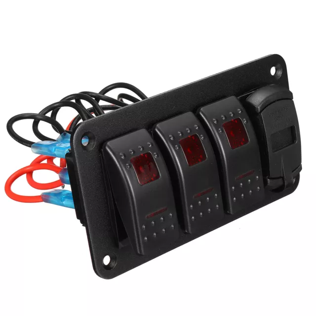 4 Gang Etanche 12V/24V Rocker Bascule Interrupteur Light LED Bateau Voiture