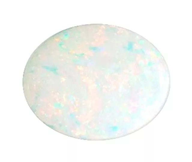 Natural Opal White + Flashes of Colour 9mm x 7mm Oval Cabochon Gem Gemstone