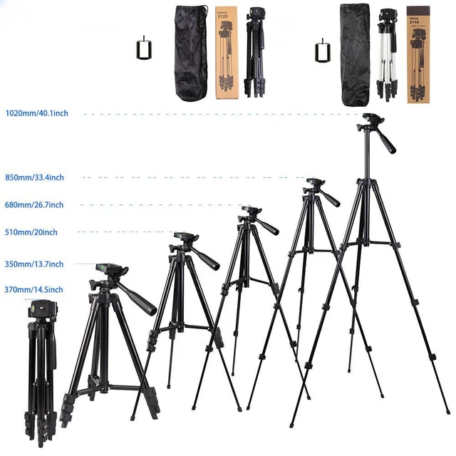 46" Professional Camera Tripod Stand Holder Mount for iPhone/Samsung Cell Phone