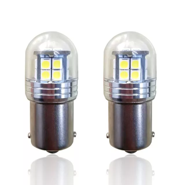 2Pcs BA15S 1156 LED Bulbs DC 6V White Bremsleuchte Mini Rückfahrscheinwerfer