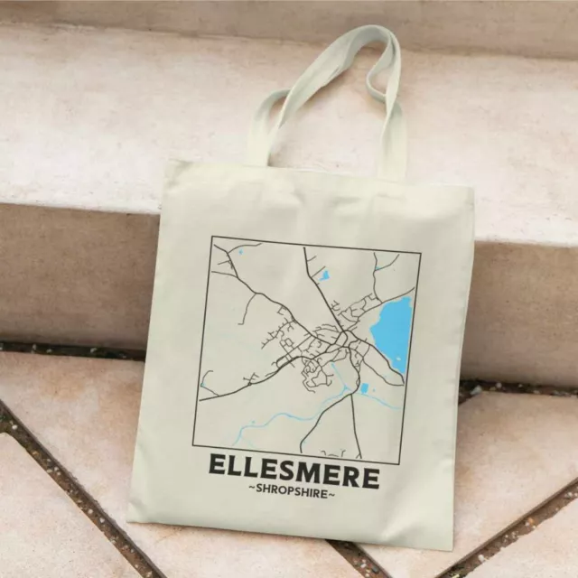 Ellesmere - Shropshire City Street Map Tote Bag 2