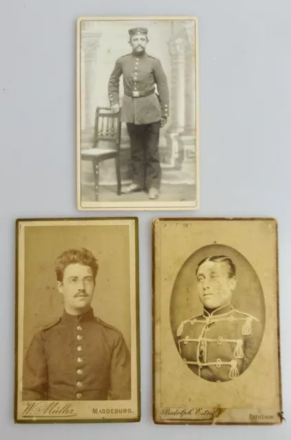 Orig Um 1890 3 X Cdv Von Soldaten Foto In Diversen Uniformen