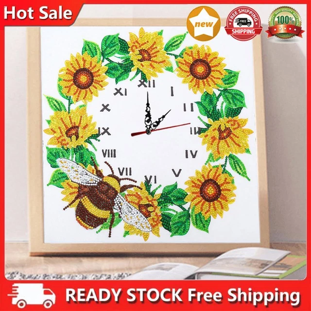 Aisen Wanduhr, Blumen, Diamond Painting, 5D, Kreuzstich, Diamant-Stickerei, Kuns