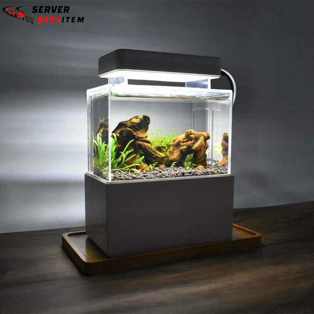 Air Pump Betta Small LED Lamp Aquarium Water Filtration Desktop Mini Fish Tank