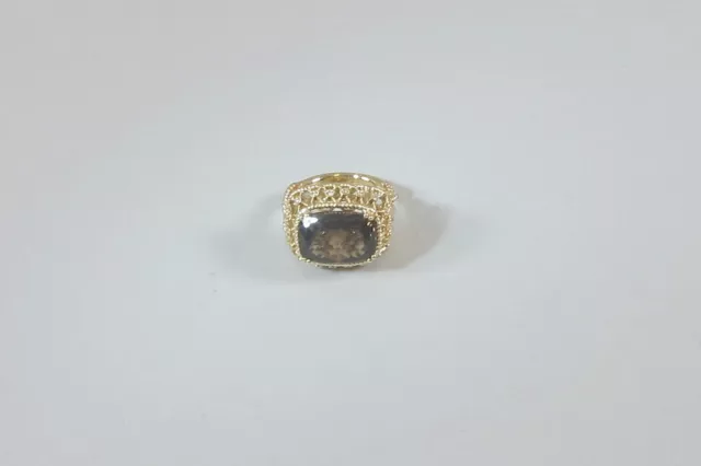 Gabriel & Co 18k Yellow Gold, Diamond & Smoky Quartz Ring 9g .09ctw Size 6.50