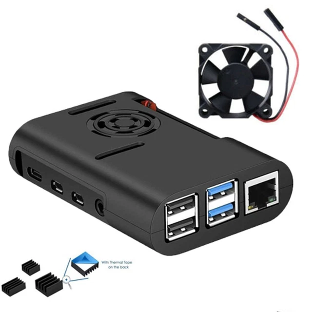 Raspberry Pi 4 Model B, Pi 4B, Pi 4 Cooler with Cooling Fan Cover Shell Case
