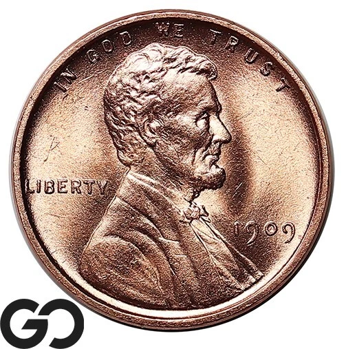 1909 VDB Lincoln Cent Wheat Penny, Lustrous RED Solid Gem BU++ ** Free Shipping!