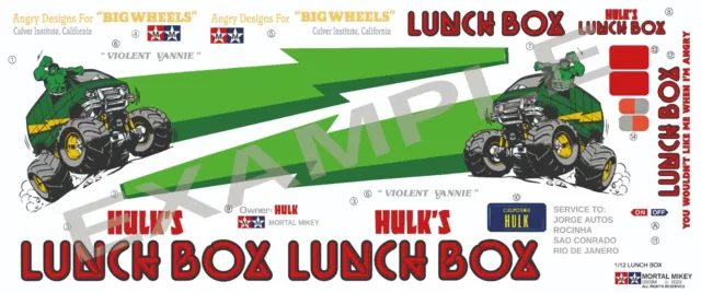 Marvels Hulk theme vinyl stickers fits Tamiya Lunch Box