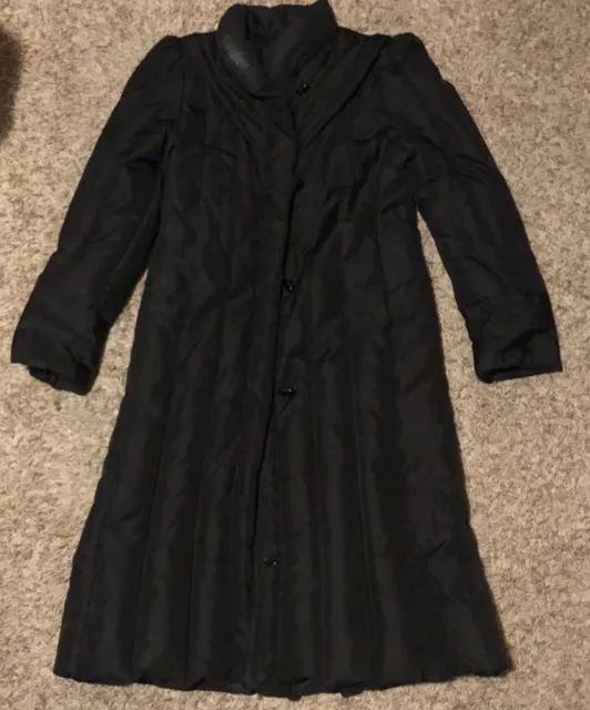 Vintage J Gallery Down Puffer Coat Tailored Long Women's Size M Black