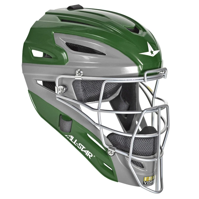 All-Star Graphite Two-Tone Baseball/Softball Catcher's Helmet, Dark Green, Adult
