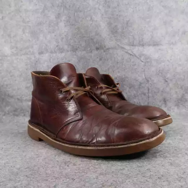 CLARKS SHOES MENS 10 Boots Desert Brown Leather Classic Bushacre Lace ...