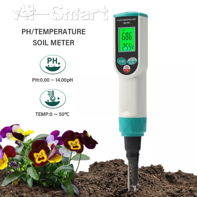 Soil PH Temperature Meter Digital Temp Acidity Soil Tester Analyzer for Planting