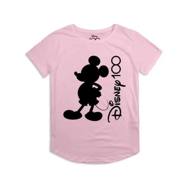 Disney 100 Womens T-Shirt Mickey Mouse Silhouette Top Tee S-XL Official