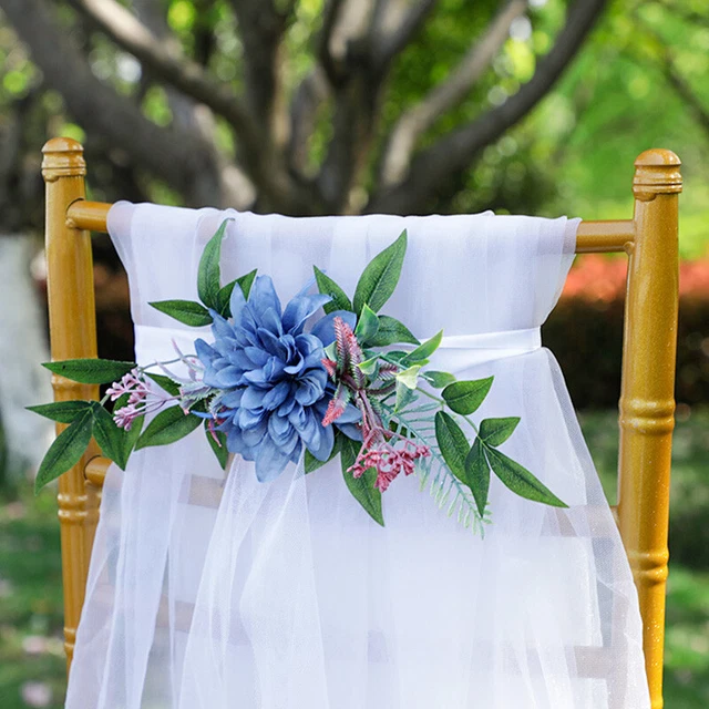 Silla de boda decoración de espalda ramo tela artificial flor lugar fiesta decoraciones