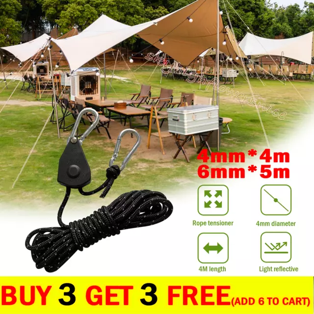 Portable Adjustable Fix Camping Rope High Strength Fast Release Pulley Rope 4~5M