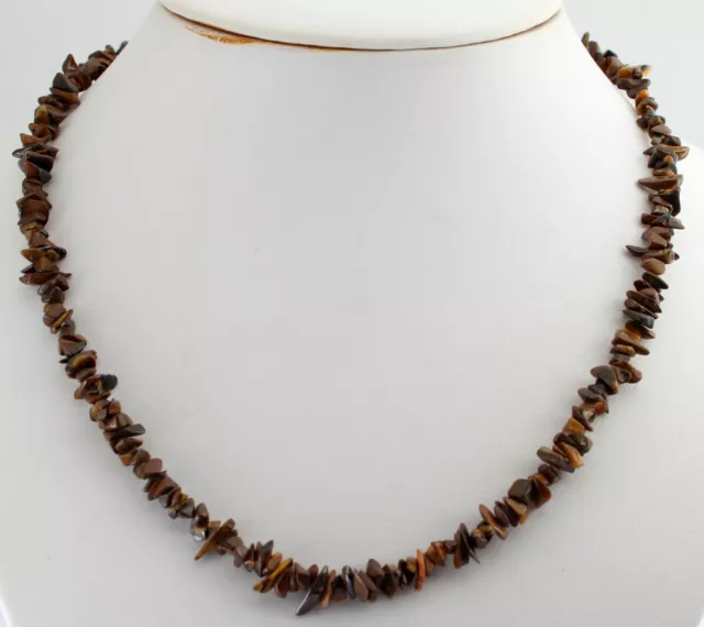 TIEGERAUGE Kette Edelsteinkette Splitterkette,Halskette,Collier ca.45 cm Schmuck