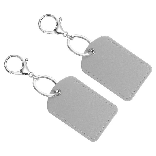 Portachiavi in pelle, 2 pz portachiavi in pelle con portachiavi per carte d'identità, grigio