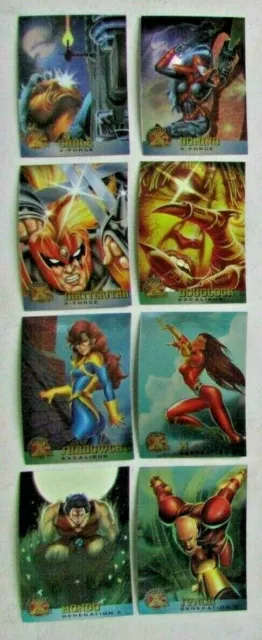 Lot de 8 cartes Fleer Ultra X-Men 1995 Marvel n° 21, 22, 23, 26, 28, 33, 34, 37