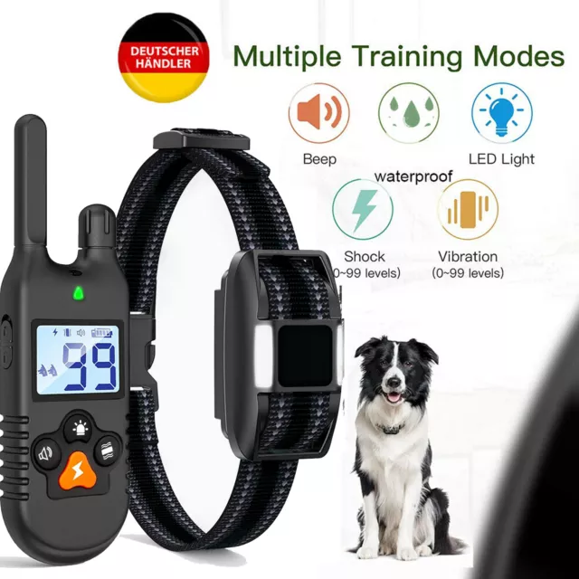 900M Remote Electric Pet Dog Training Collar Shock Anti Bark Rechargeable 2022