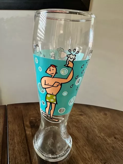 Tall Ritzenhoff Pilsner Beer Glass, Vigano & Demuth of Italy, Turquoise + Green