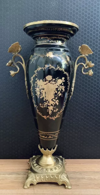 Exclusive Porzellan Bronze Vase Jugendstil Prunkvase  Antik Stil  Schmetterlinge