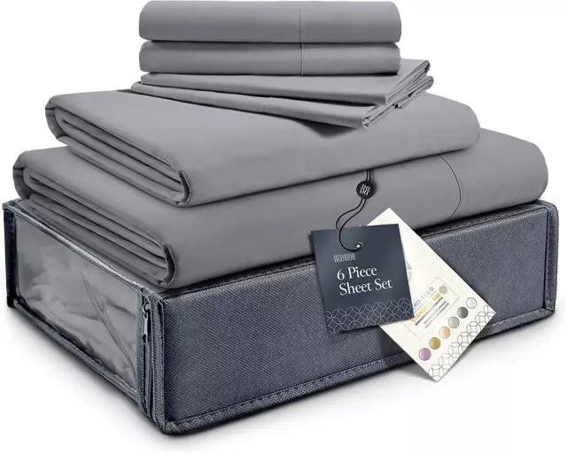 BELADOR Silky Soft Sheet Set - Luxury 6 Piece Bed Sheets for Queen Size Bed, Sec