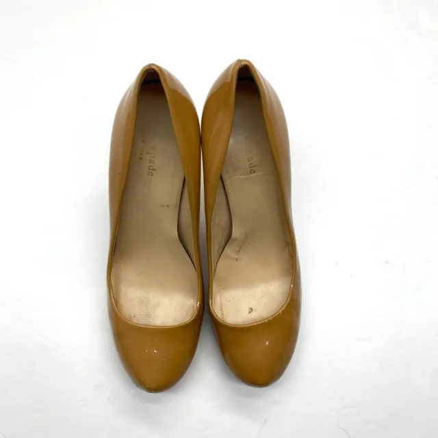 Kate Spade New York Patent Leather Stiletto Pumps 7.5 B Camel Brown 4" Heels