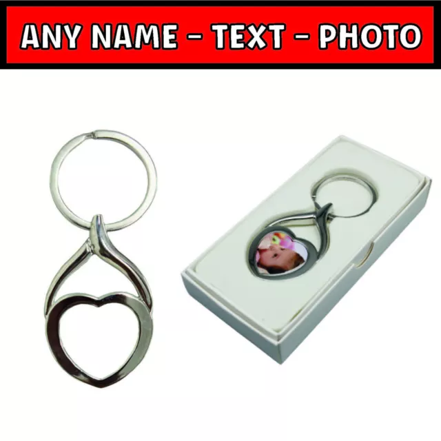 Personalised keyring photo text printed christmas mother`s day gift heart
