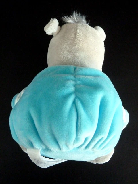 M4. DOUDOU BOULE OBAIBI HIPPOPOTAME bleu gris blanc rayé rayure 21c grelo NEUF* 3