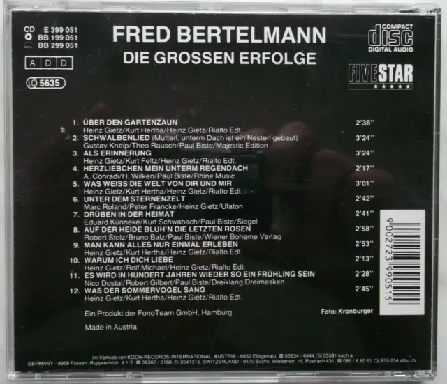 RAR Fred Bertelmann singt seine größten Erfolge  CD NEU in Schutzfolie 2