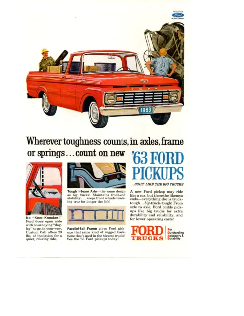 1963 Ford Pickup Truck  ~  Original Smaller Size Print Ad