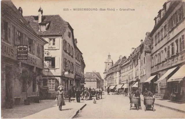 CPA 67 ALSACE près Haguenau WISSEMBOURG Grand'Rue " GASTHAUS zum HIRSCH " 1917