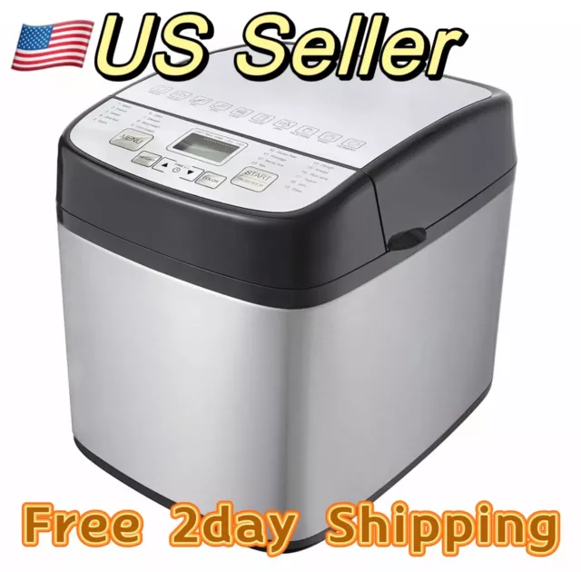 Stainless Steel 19-in-1 Programmable Quick Bread Maker Machine Bake Dough Knead