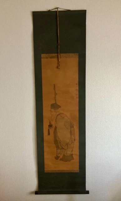 JAPANESE ANTIQUE KAKEJIKU kakemono old man hanging wall scroll 1890 ...