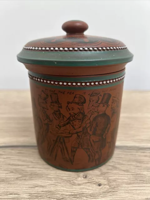 Antique Victorian Terracotta Tobacco Jar with Lid