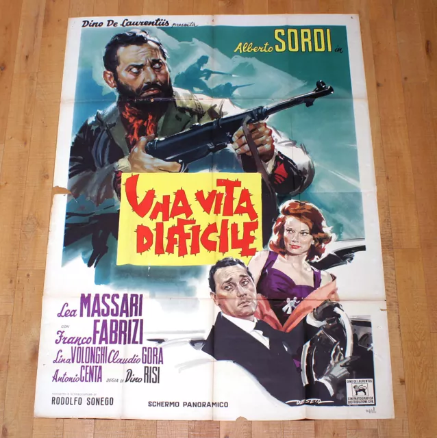 UNA VITA DIFFICILE manifesto poster Dino Risi Alberto Sordi Massari Partigiano