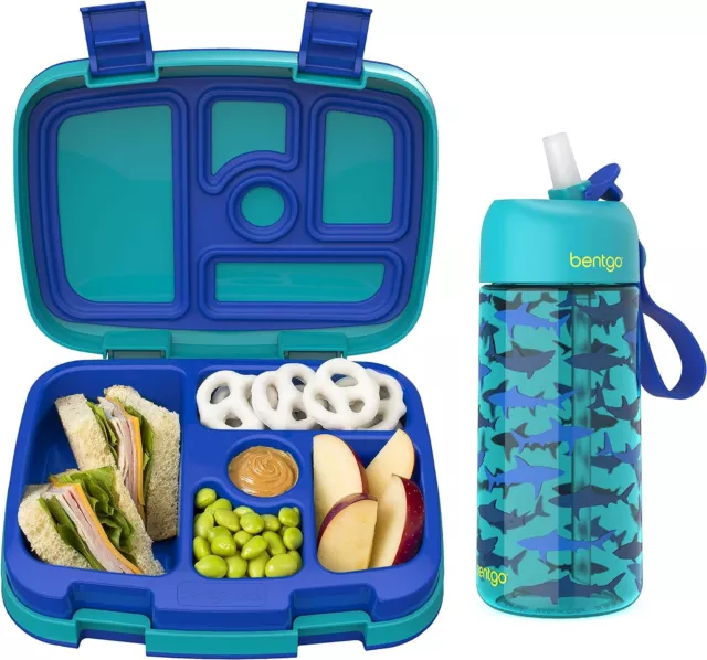 Bentgo® (Shark) Kids Prints Pack Lunch Box And Water Bottle Bundle Set New! GIFT