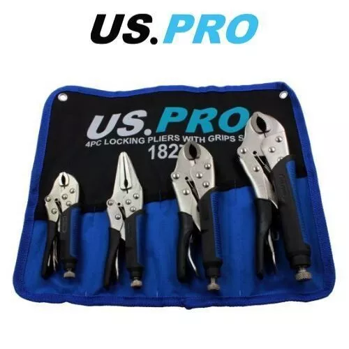 Locking Pliers 4pc Mole Grips Adjustable Wrench Vice Grips Pliers US PRO 1827