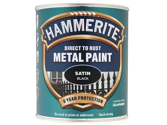 Pintura metálica Hammerite 5092829 acabado satinado directo al óxido negra 750 ml